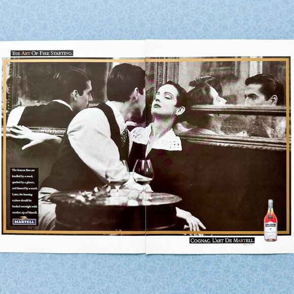Martell Cognac Double-Page Ad – 2 Loose Gold Book Pages, Vintage Spirits Decor - Picture 3 of 10